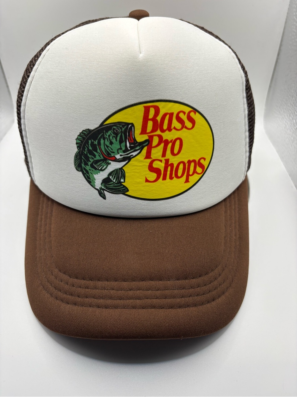 Bass Pro Shops Brown White Mesh Trucker Snapback Fishing Hat